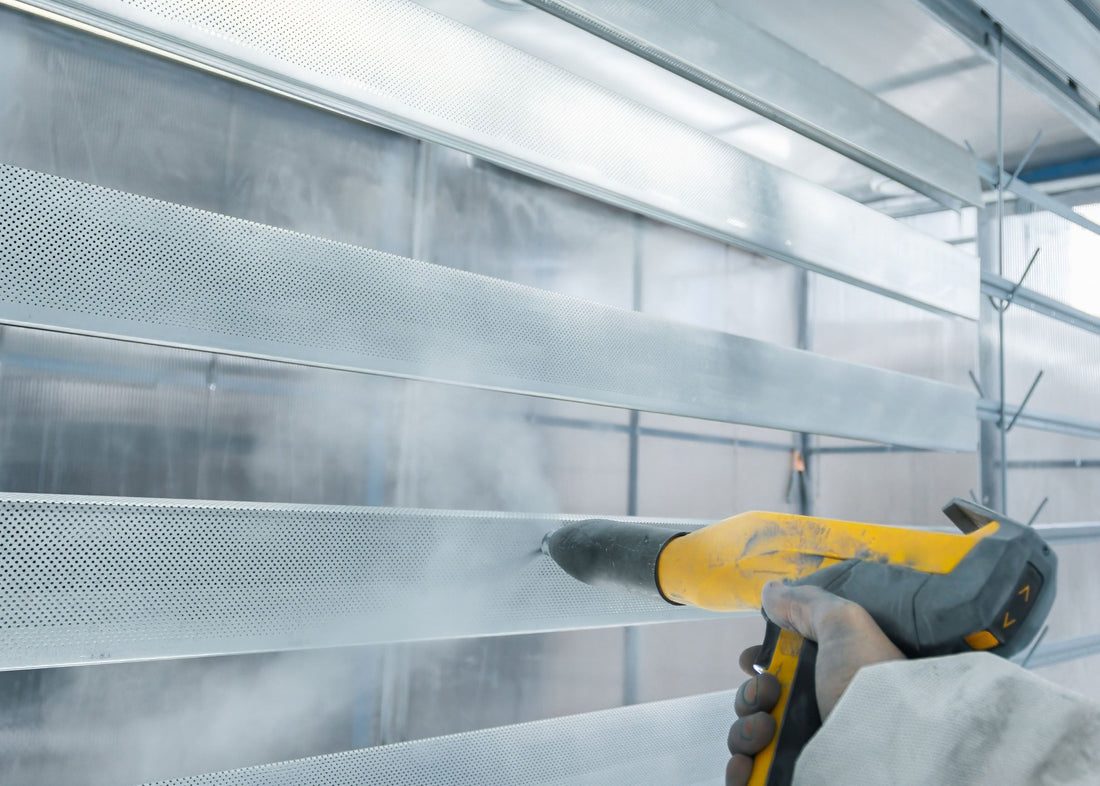 photo showing powder paint with a wet spray booth