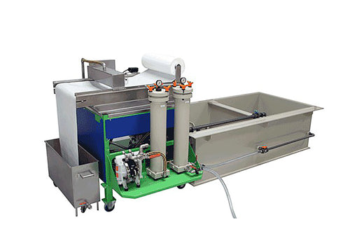 Industrial water filtration system for cleaning treatment water within industrial process