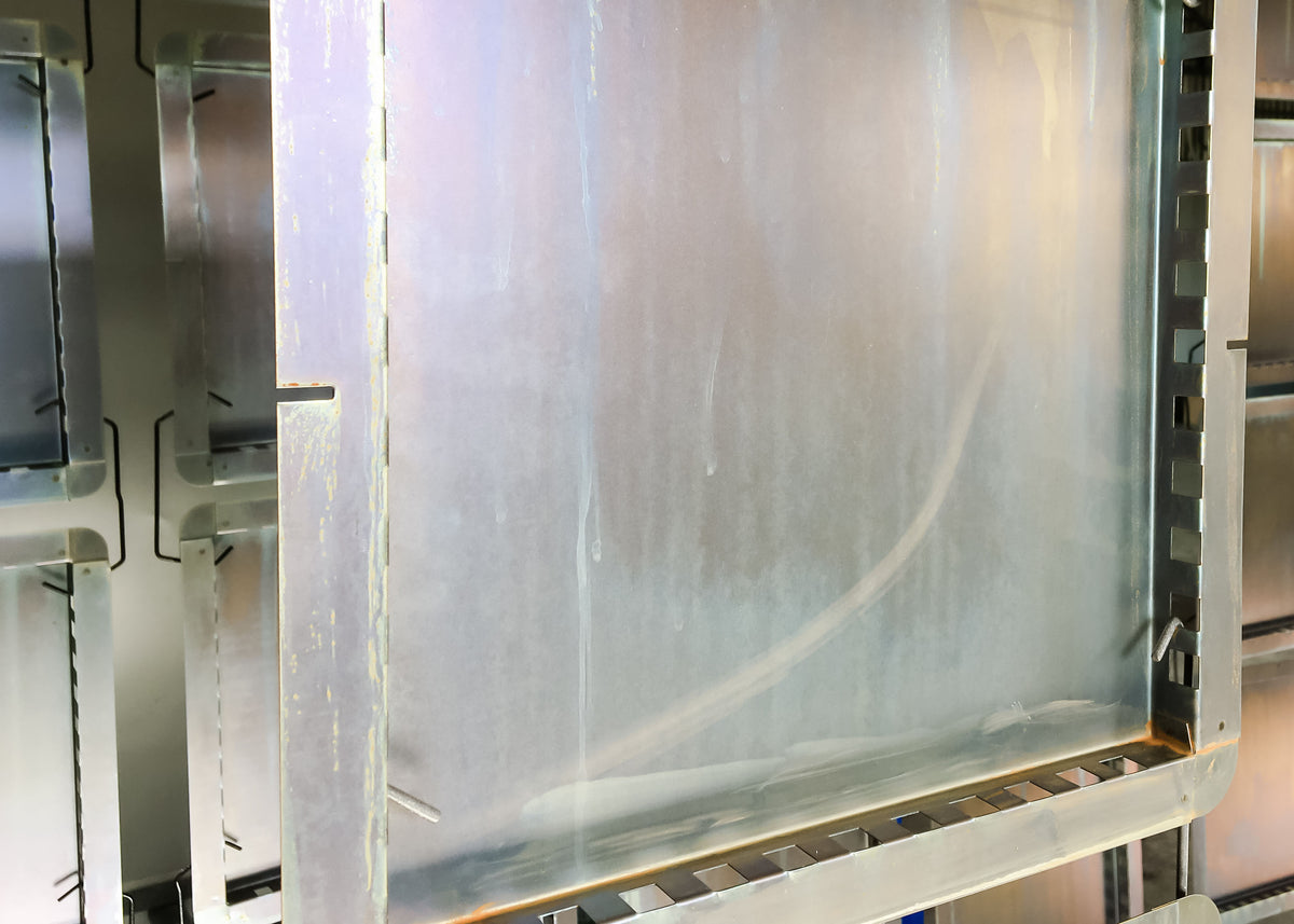 degreasing or pre treatment tunnels and tanks require cleaning to remove oil deposits and scale build up