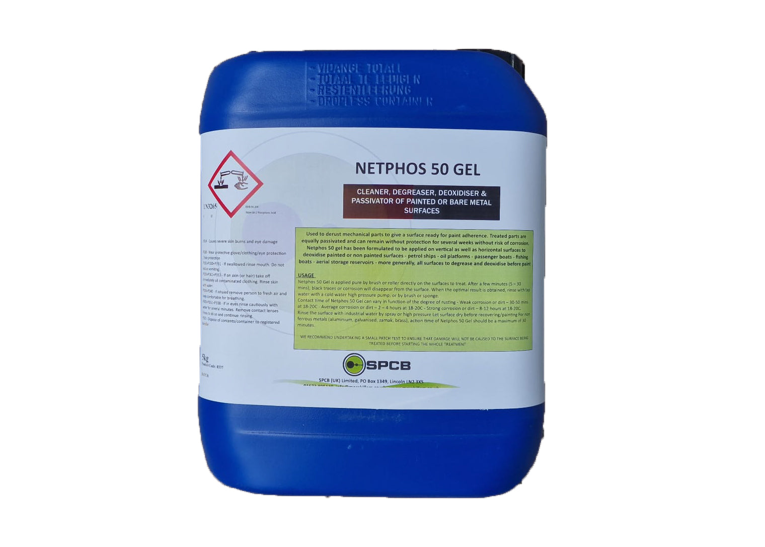 photo of the product container and label for our degreasing and derust gel