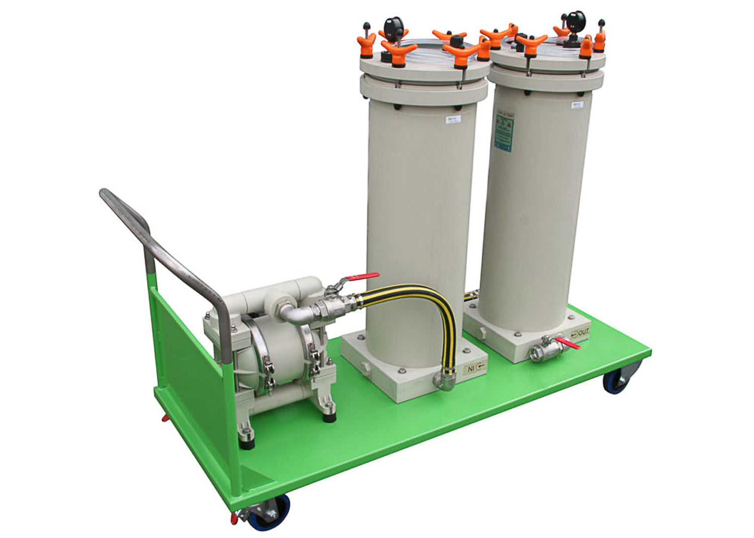 Large capacity micro filtration unit for industrial waste water contaminated with paint, glue, lacquer