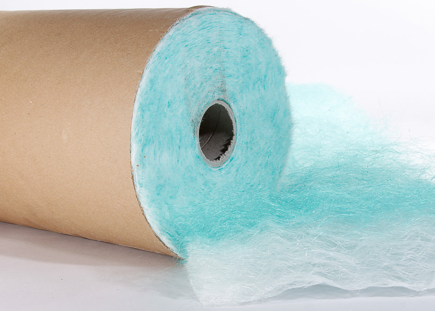 green & white fibreglass roll known as paintstop to capture paint or glue in spray booths
