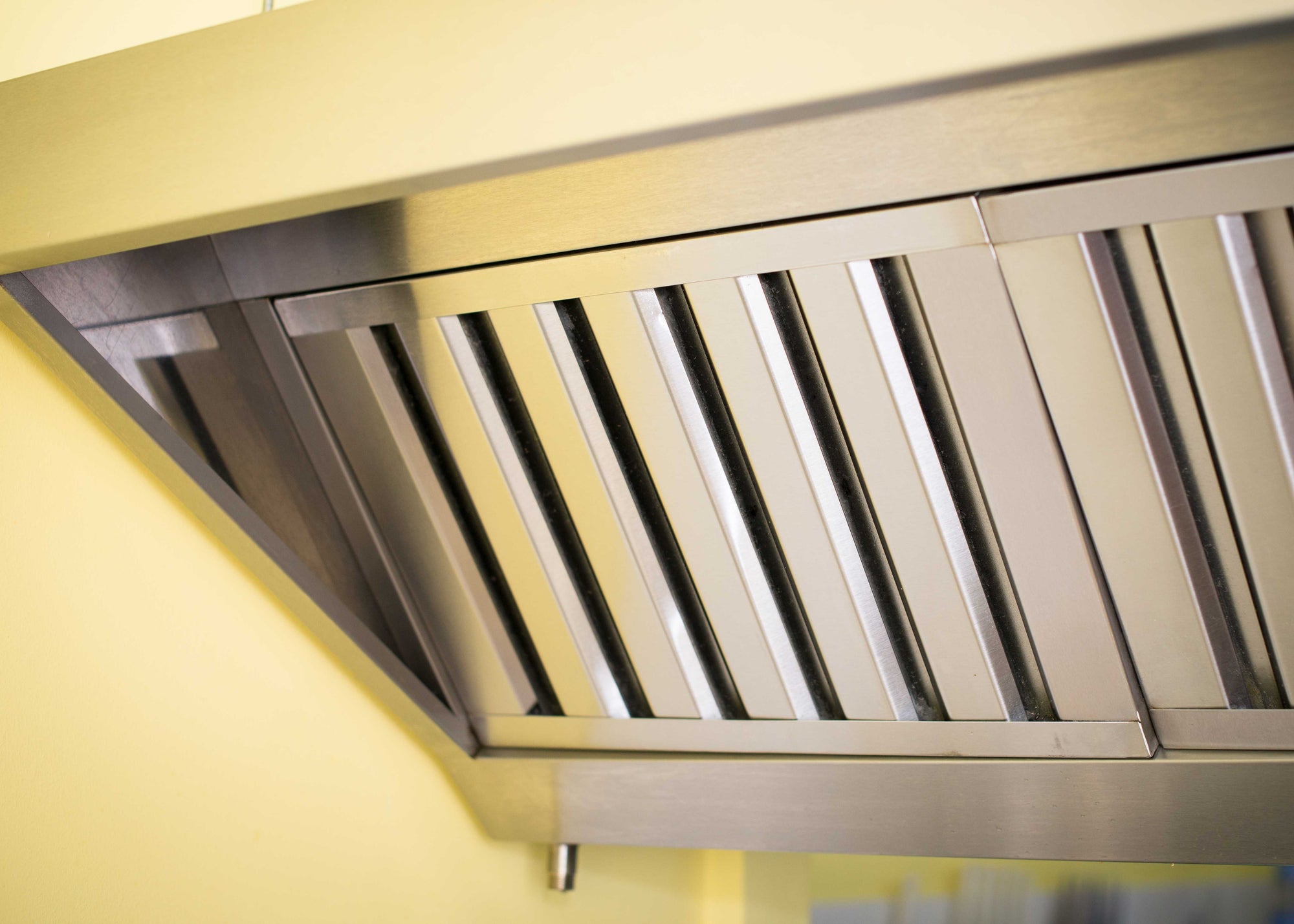baffle filters installed in a industrial cooker hood