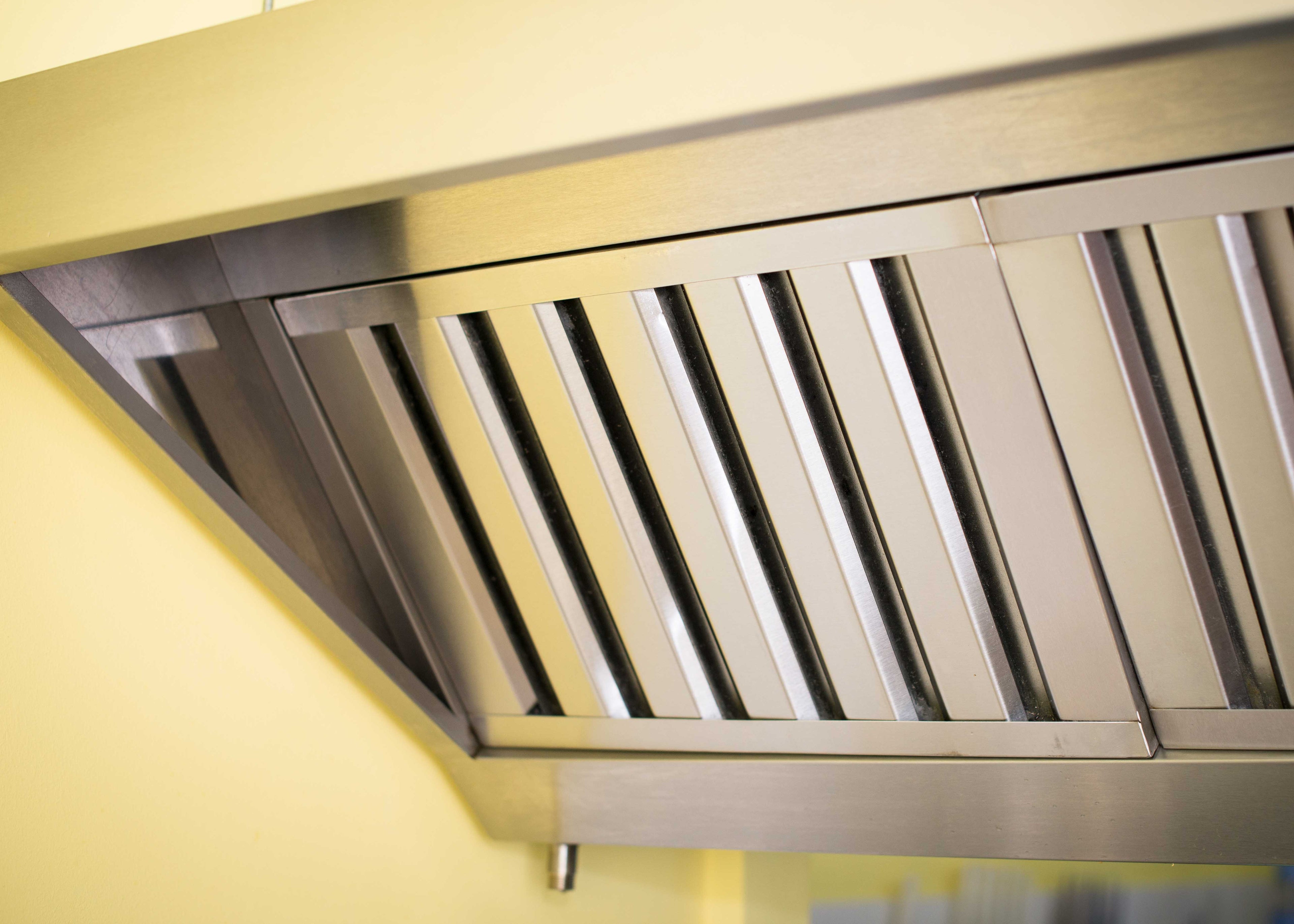 baffle filters installed in a industrial cooker hood