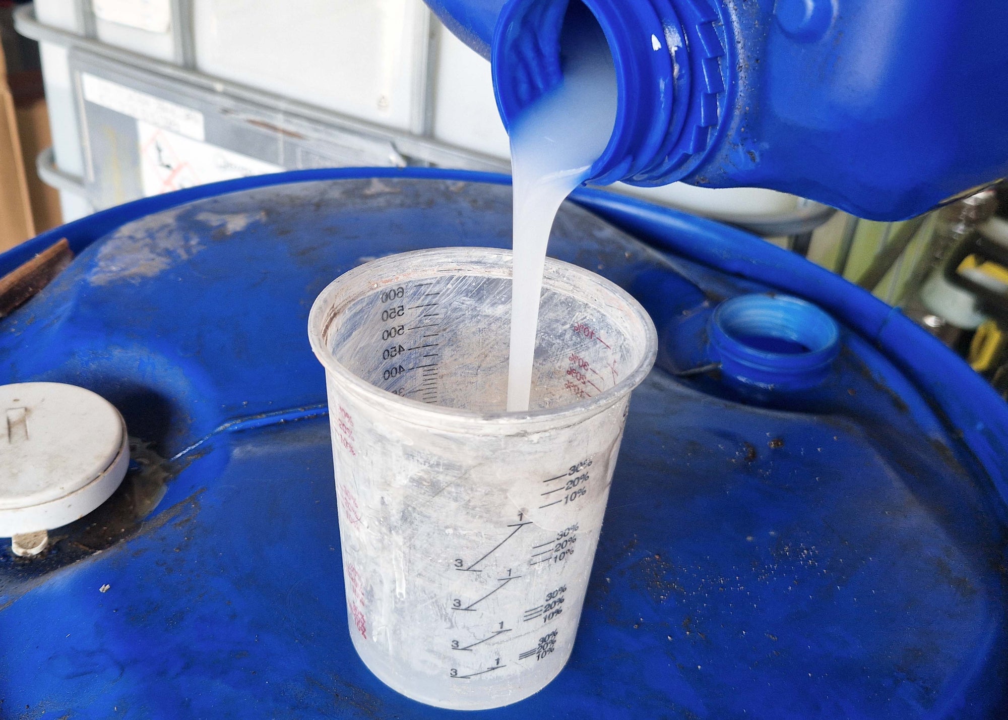 photo showing our foam suppressant being poured