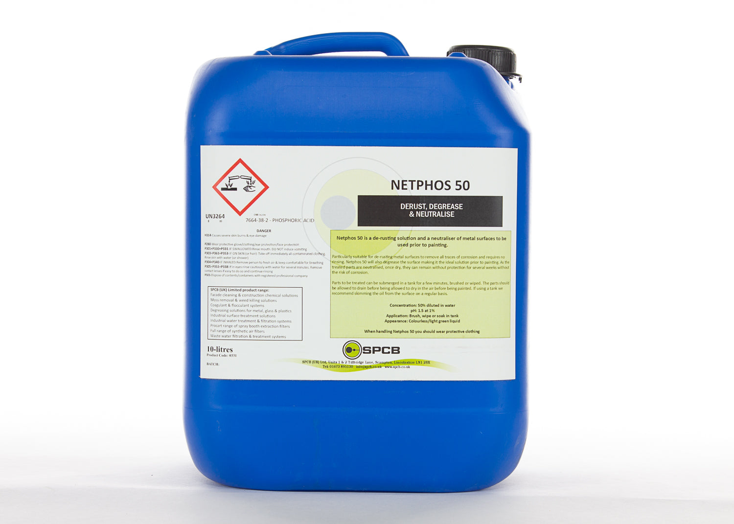photo showing the product container and label of our degreasing and de-rust product