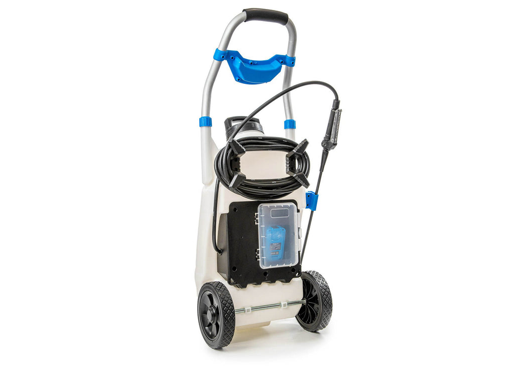 electric sprayer has a separate compartment to house the battery