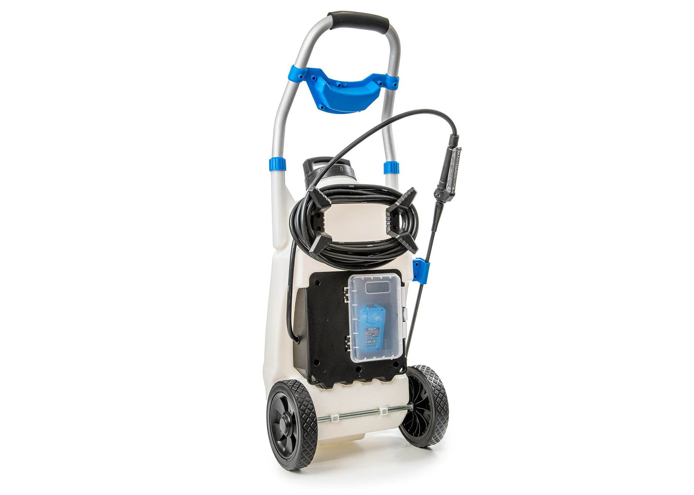 electric sprayer has a separate compartment to house the battery