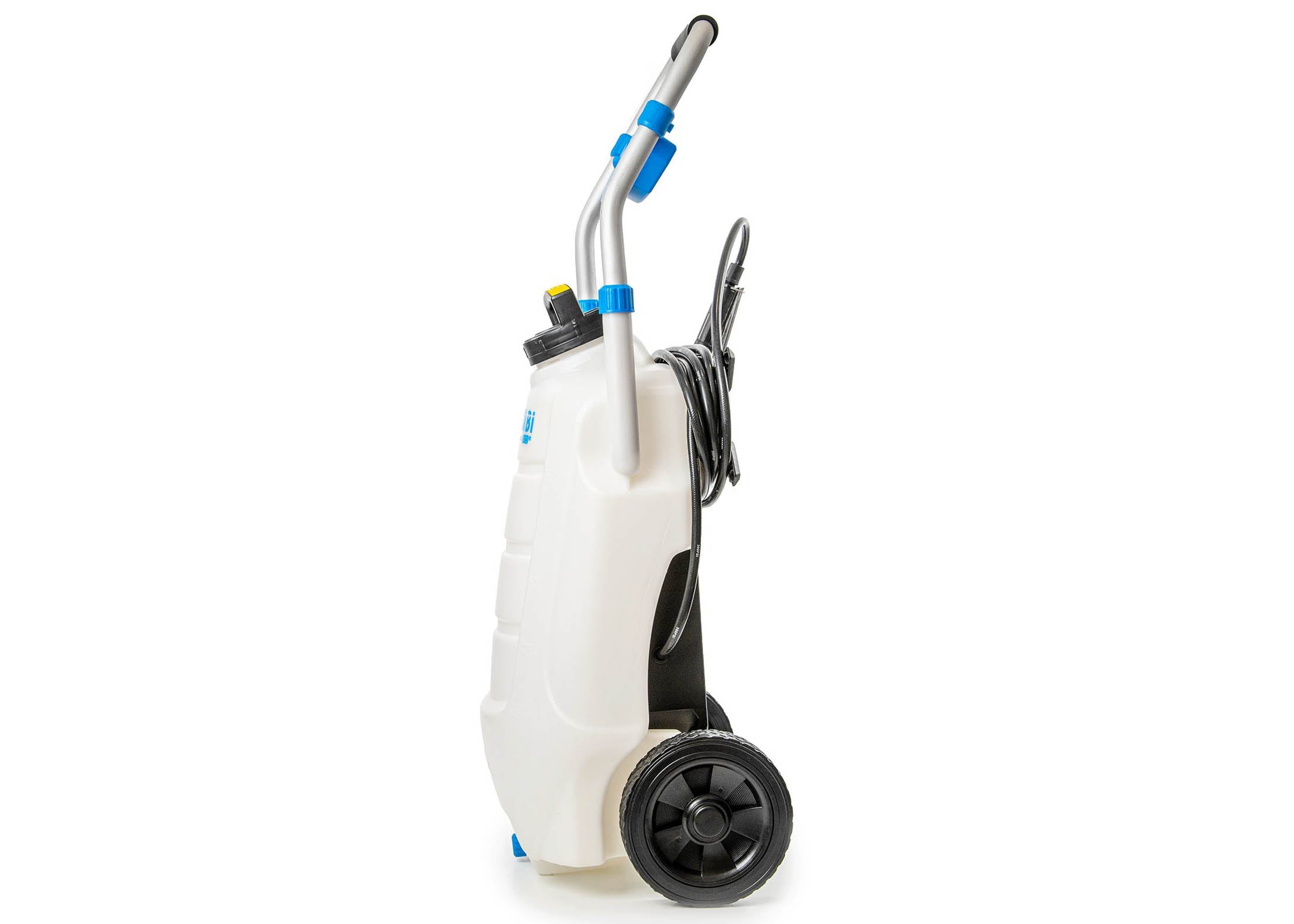 electric, mobile sprayer with a 6 metre hose as standard and an additional 6 metre extension available